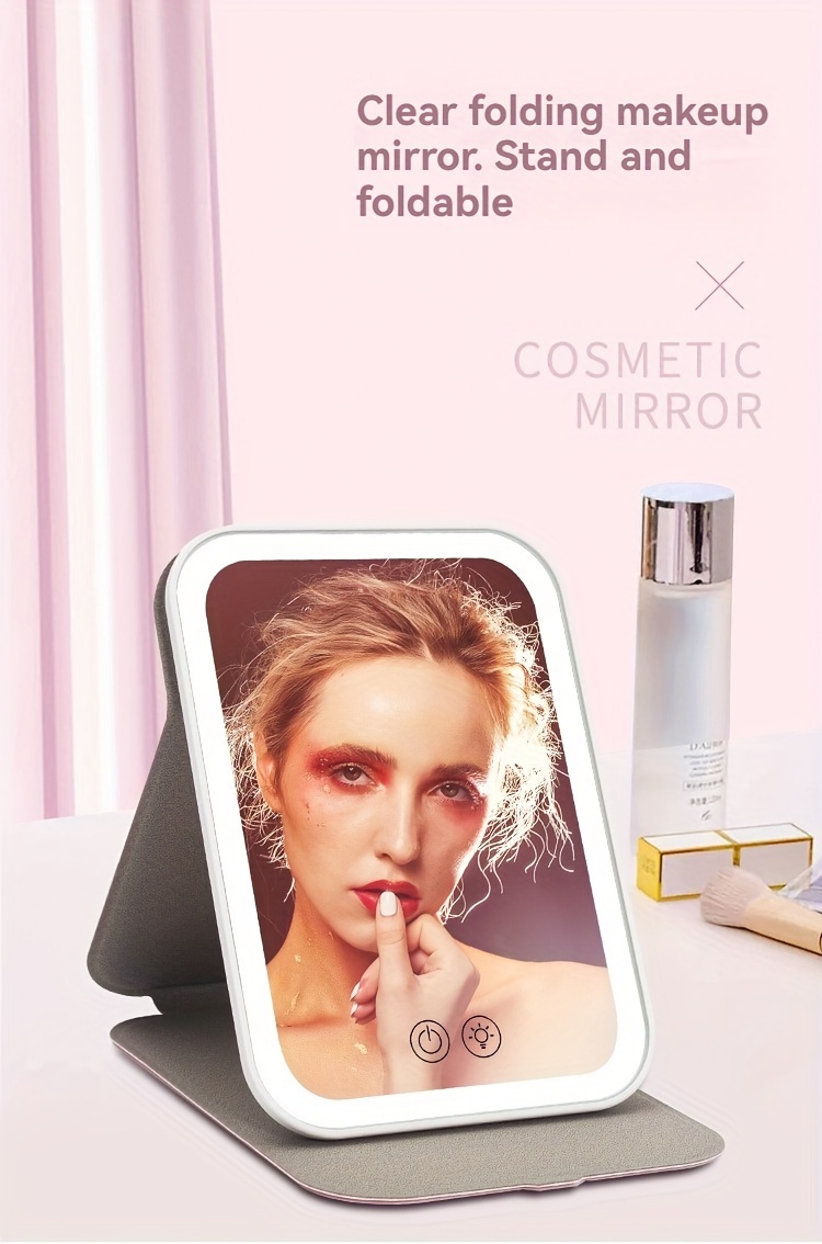 led makeup mirror folding mirror lighted makeup colors light usb rechargeable cosmetic mirror tools details 0