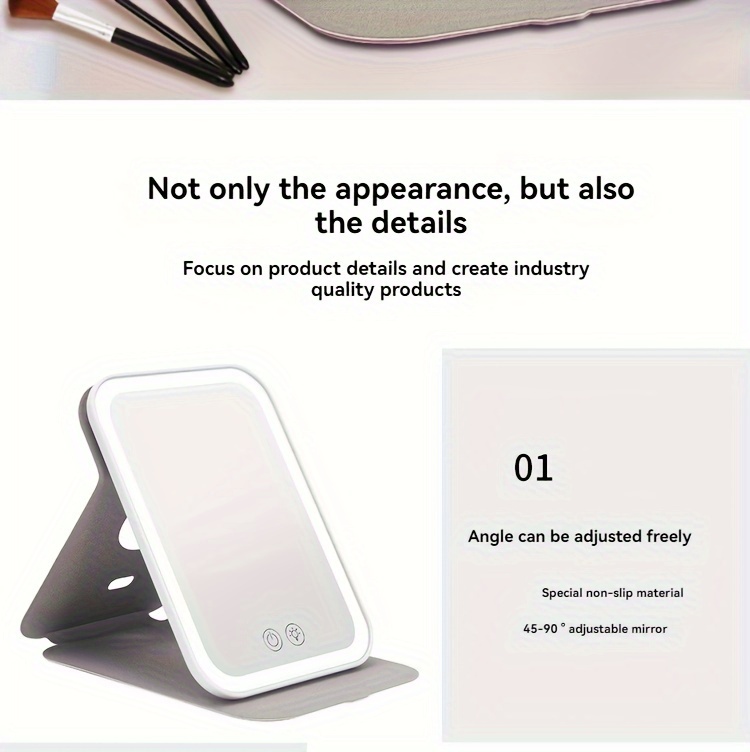 led makeup mirror folding mirror lighted makeup colors light usb rechargeable cosmetic mirror tools details 4