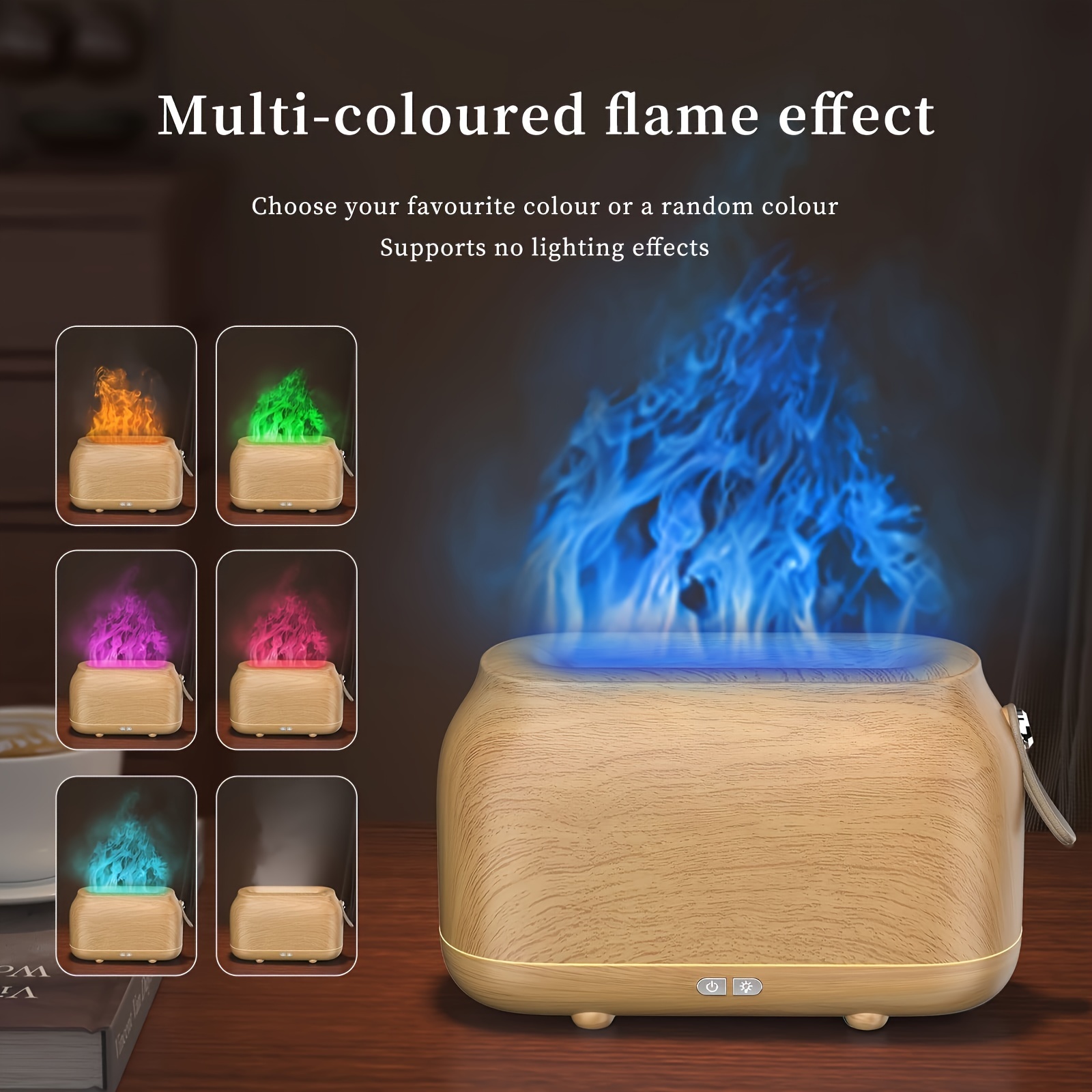 1pc 180ml flame air humidifier lamp ultrasonic aroma diffuser fire effect for home details 0