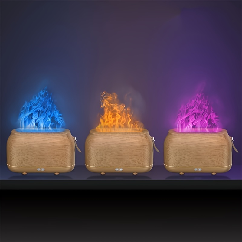 1pc 180ml flame air humidifier lamp ultrasonic aroma diffuser fire effect for home details 3