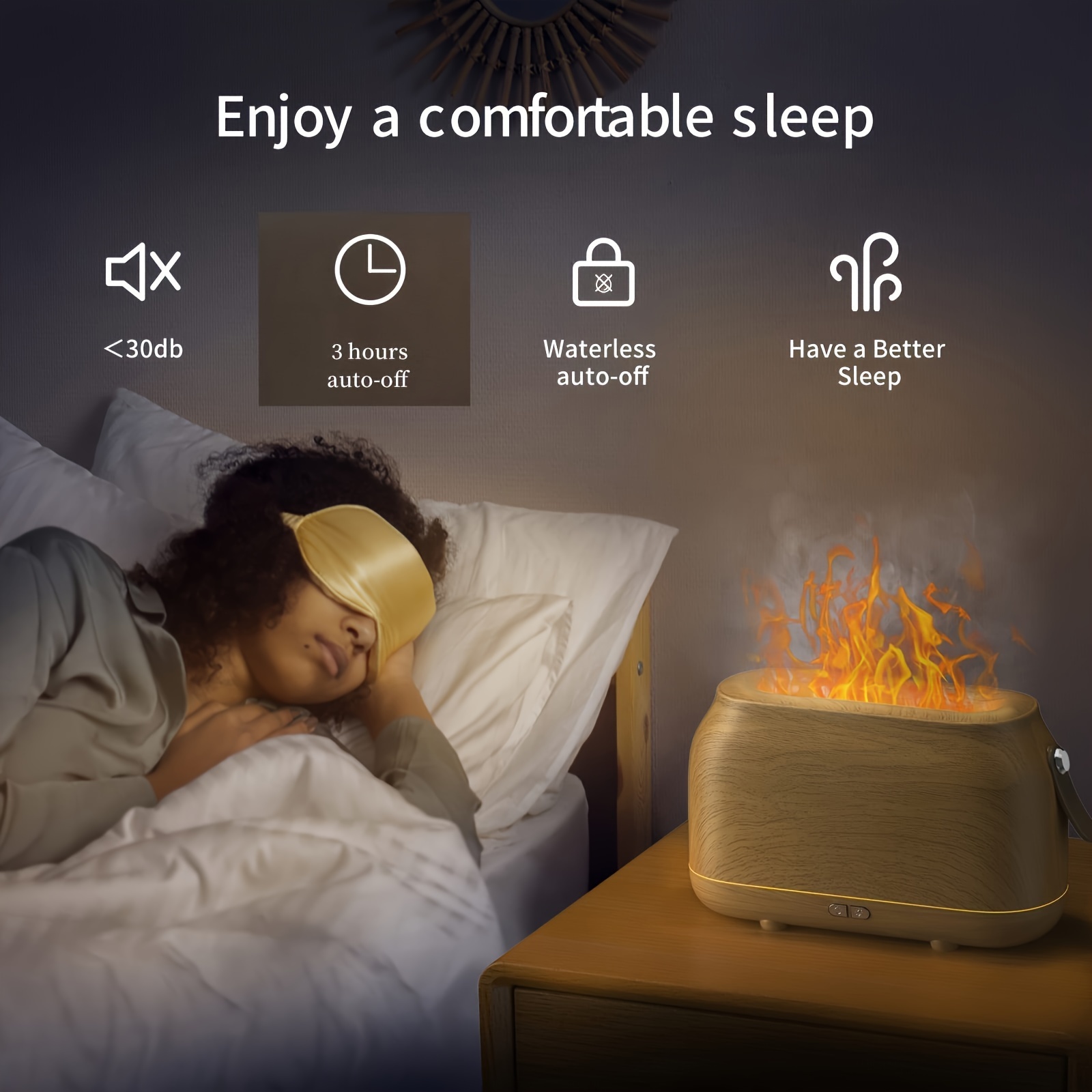 1pc 180ml flame air humidifier lamp ultrasonic aroma diffuser fire effect for home details 4