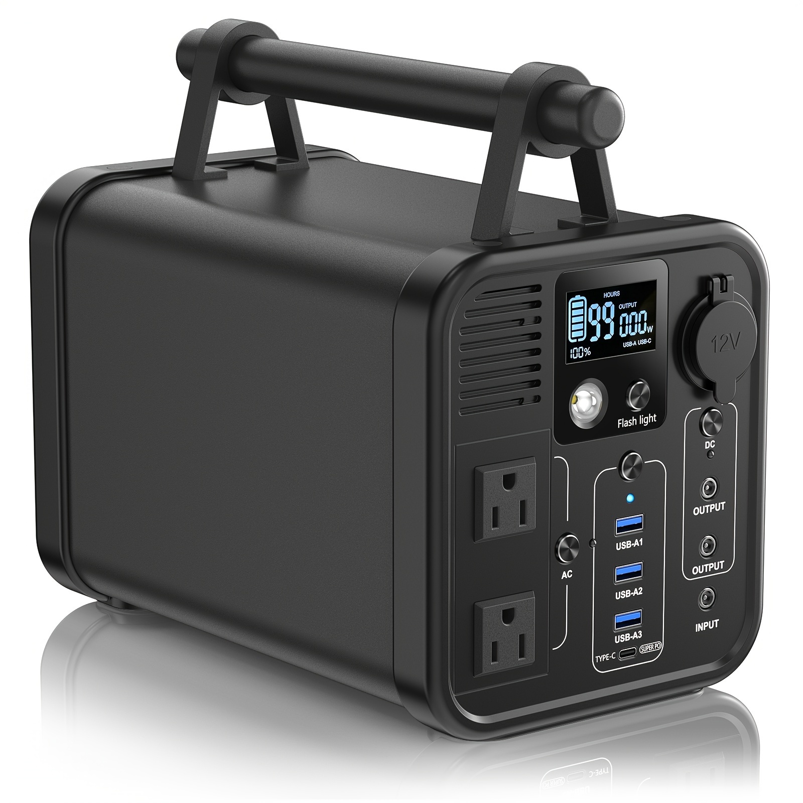 portable power station 567wh solar generator pure sine wave ac outlet for outdoor camping charging external battery pack compatible with macbook iphone dell laptop notebook details 0