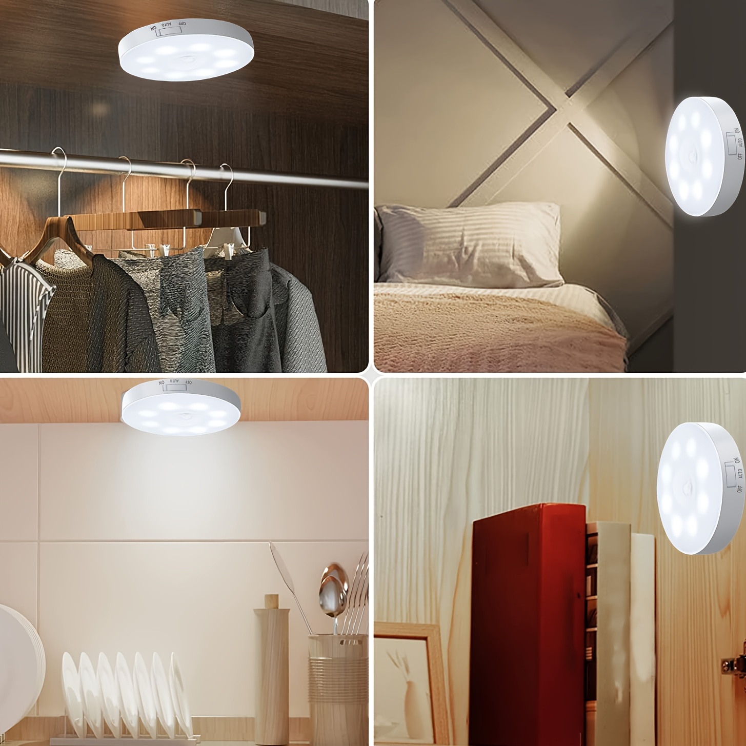3pcs set usb induction reading light 8led charging induction light cordless magnetic sticker night light suitable for wardrobes desks bookcases bedside cold white warm white details 5
