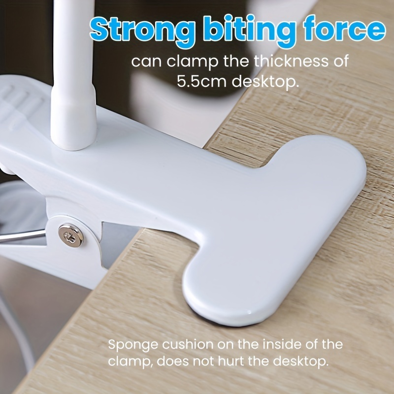 flexible clamp led desk lamp with 3 color dimmable lighting usb powered adjustable angle bedroom study and craft tables details 2