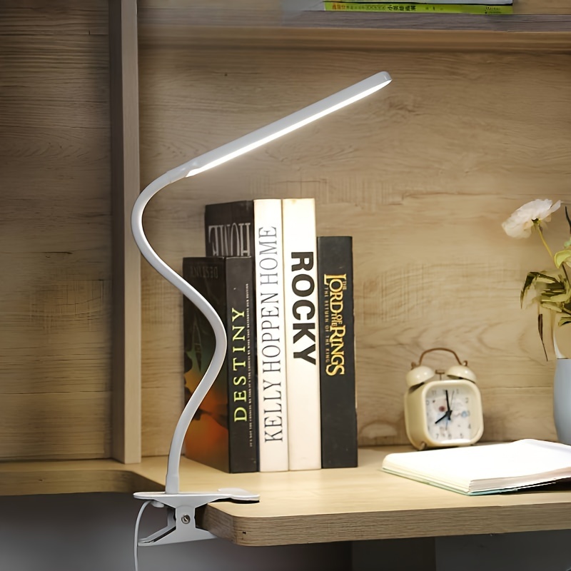 flexible clamp led desk lamp with 3 color dimmable lighting usb powered adjustable angle bedroom study and craft tables details 3