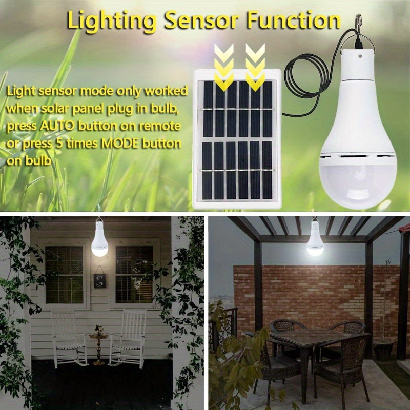 remote controlled solar led bulb with usb charging 1200mah rechargeable battery adjustable timer setting camping outdoor gardens and emergency use details 0
