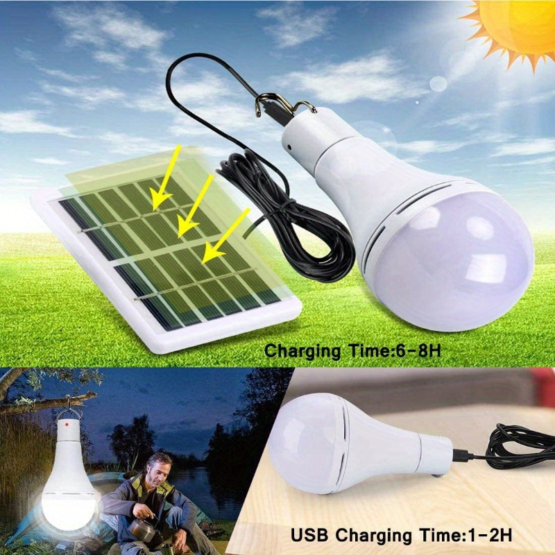 remote controlled solar led bulb with usb charging 1200mah rechargeable battery adjustable timer setting camping outdoor gardens and emergency use details 5