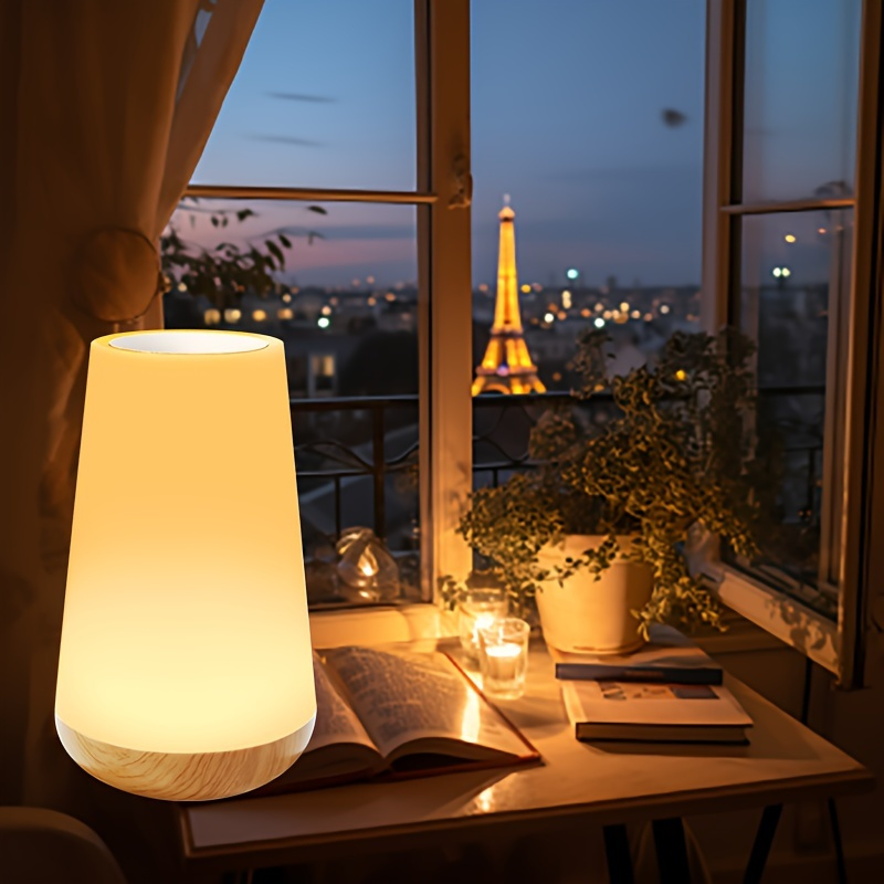 led table lamp dimmable warm white 13 color rgb night light usb rechargeable 1500mah lithium battery remote plastic base for bedroom office living room 1pc details 0