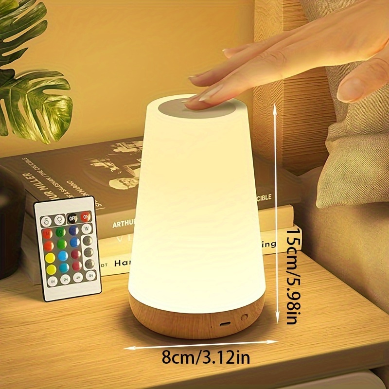 led table lamp dimmable warm white 13 color rgb night light usb rechargeable 1500mah lithium battery remote plastic base for bedroom office living room 1pc details 5