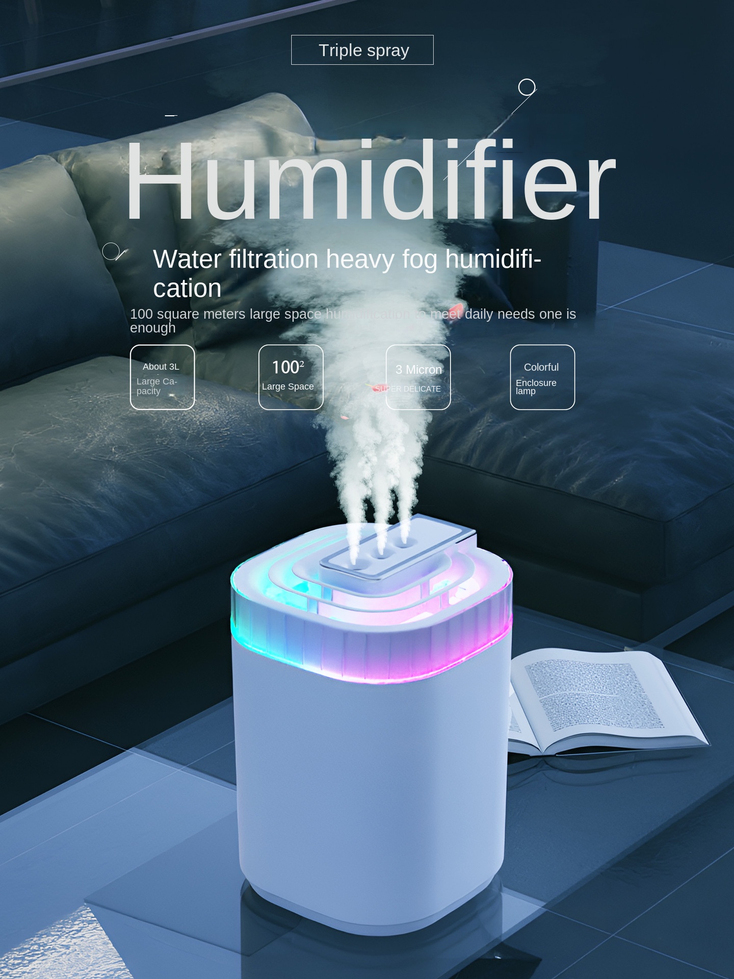 large mist volume humidifier household spray heads water aromatherapy bedroom air humidifier details 0